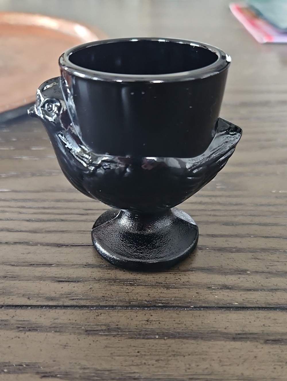 Vintage  Black Milk Glass Egg Cup